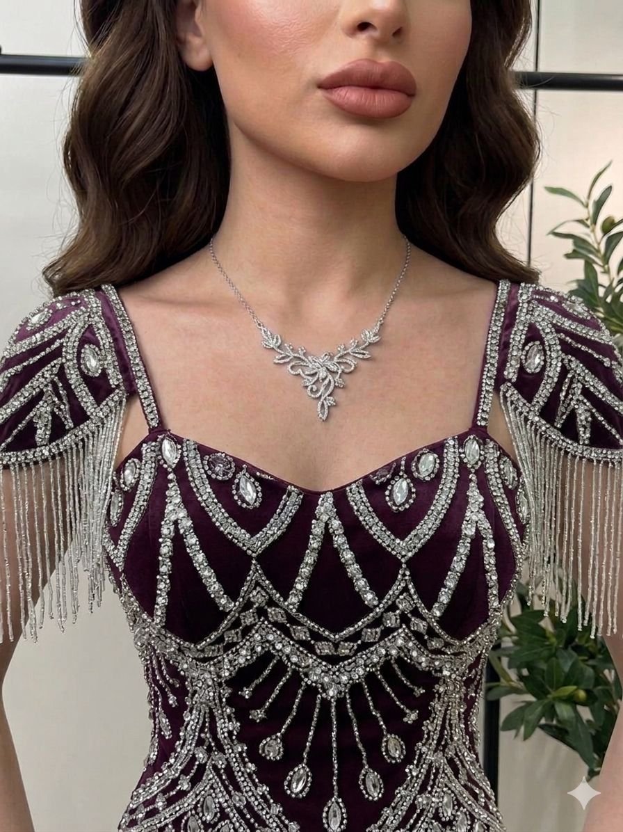 فستان مناسبات أنثوي راقي بلمسات لامعة فخم - الصورة 10